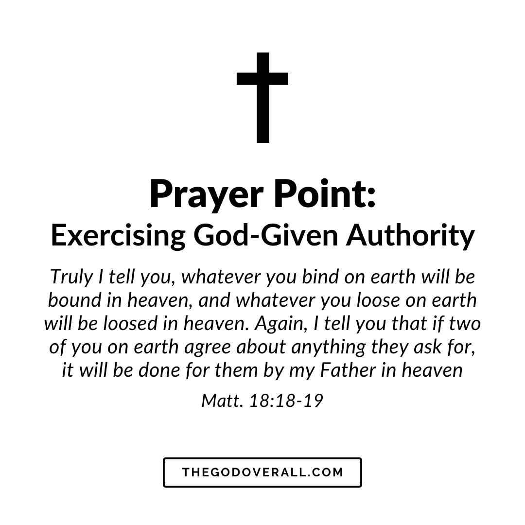 Matthew 18 vs 18-19 Prayer Points For Exercising God-Given Authority