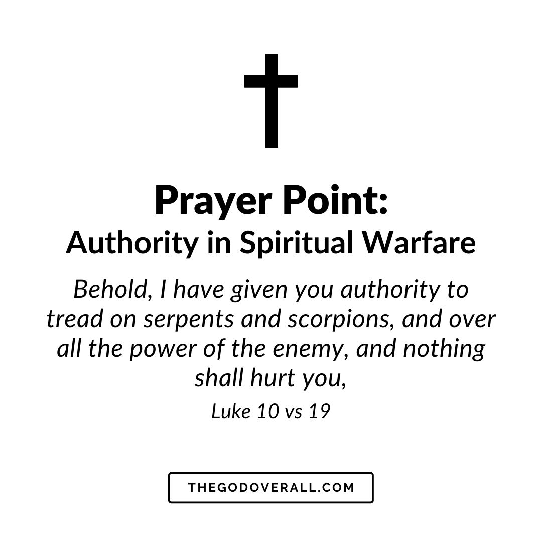 Luke 10 vs 19 Prayer Points For Authority in Spiritual Warfare