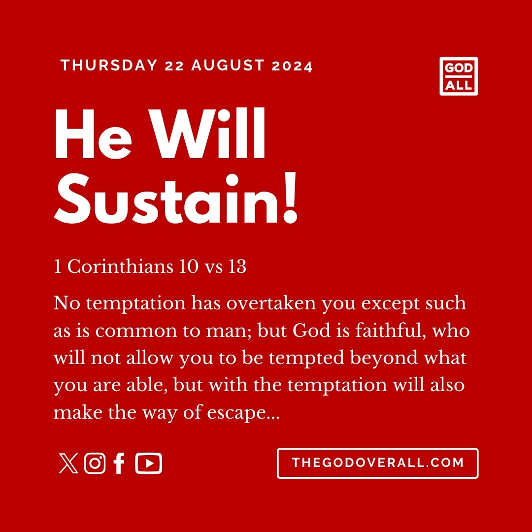 Prayer Point 1 Corinthians 10 vs 13 | Thursday 22nd August 2024 Daily Devotional | Bible Verse and Prayer For Christians