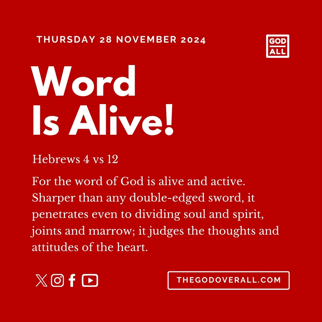 Daily Bible Verse Hebrews 4 vs 12 – Thursday 28th November 2024 Encouragement For Christians