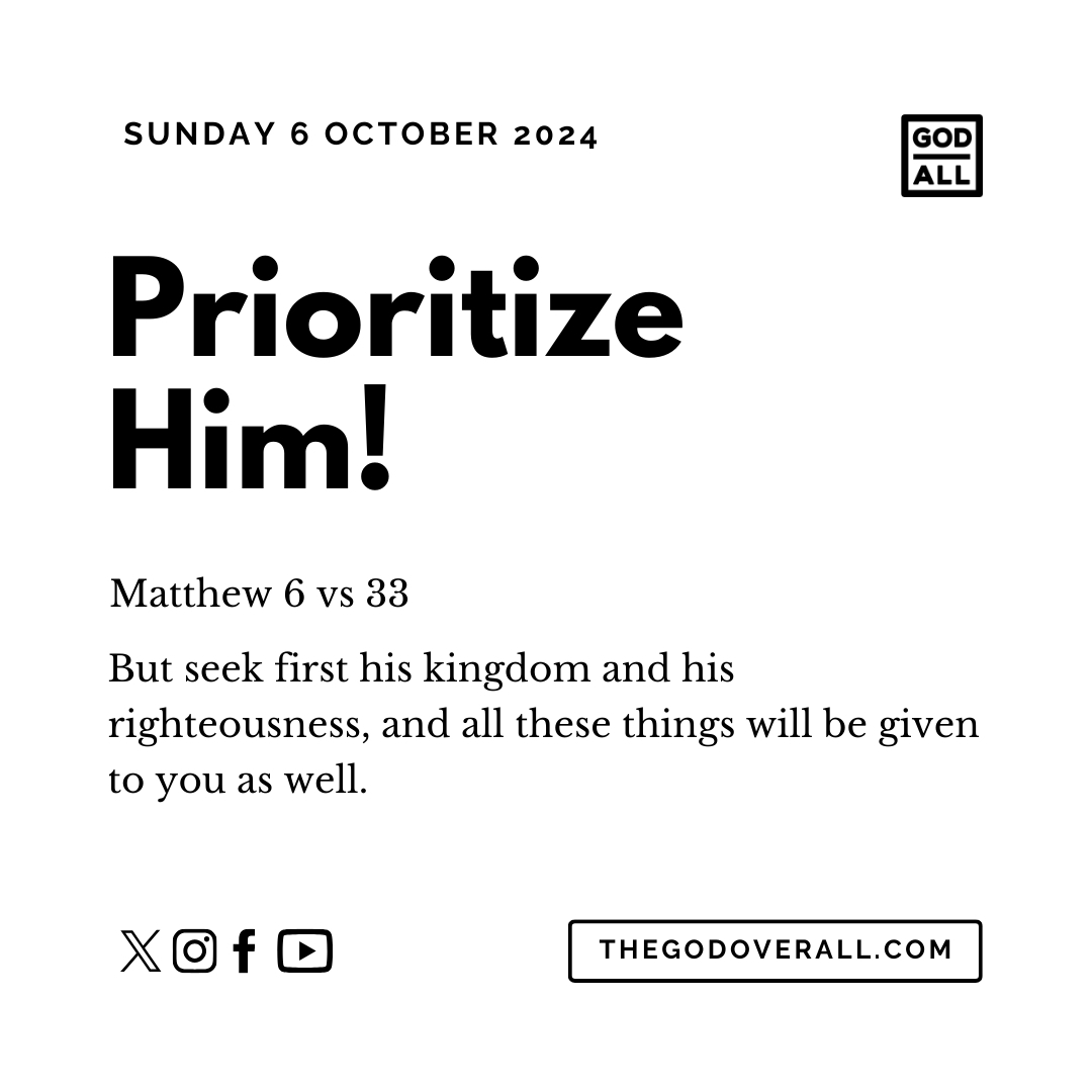 Daily Bible Verse Matthew 6 vs 33 – Sunday 6th October 2024 Encouragement For Christians