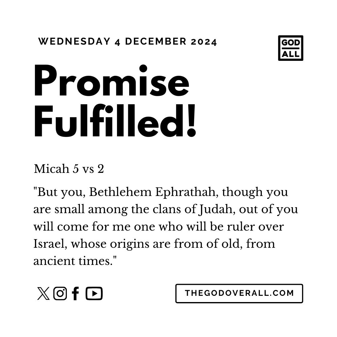 Daily Bible Verse Micah 5 vs 2 – Wednesday 4th December 2024 Encouragement For Christians