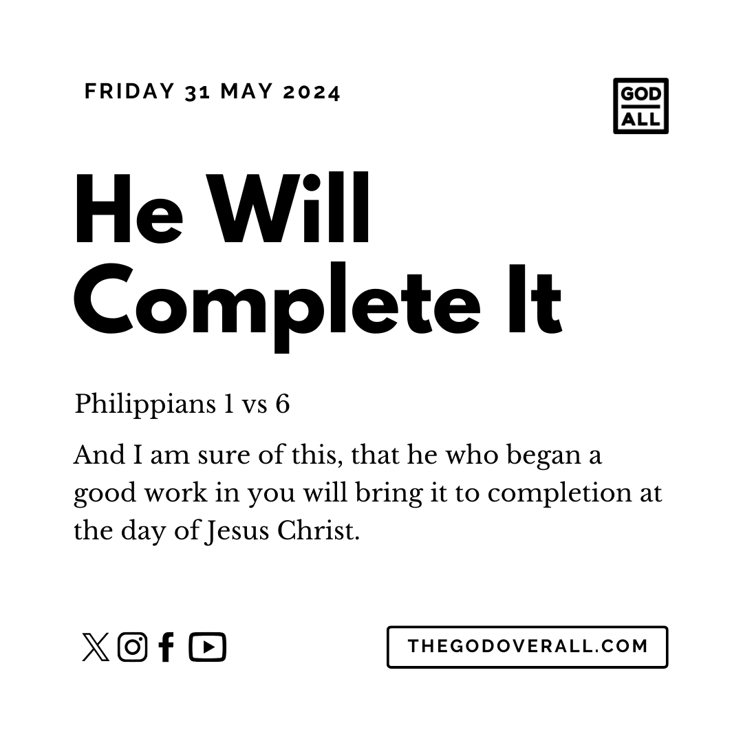 Daily Bible Verse Philippians 1 vs 6 – Friday 31st May Encouragement For Christians