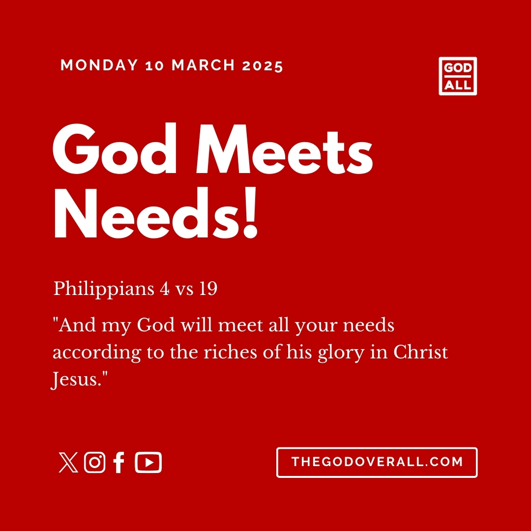 Daily Bible Verse Philippians 4 vs 19 – Monday 10th March 2025 Encouragement For Christians