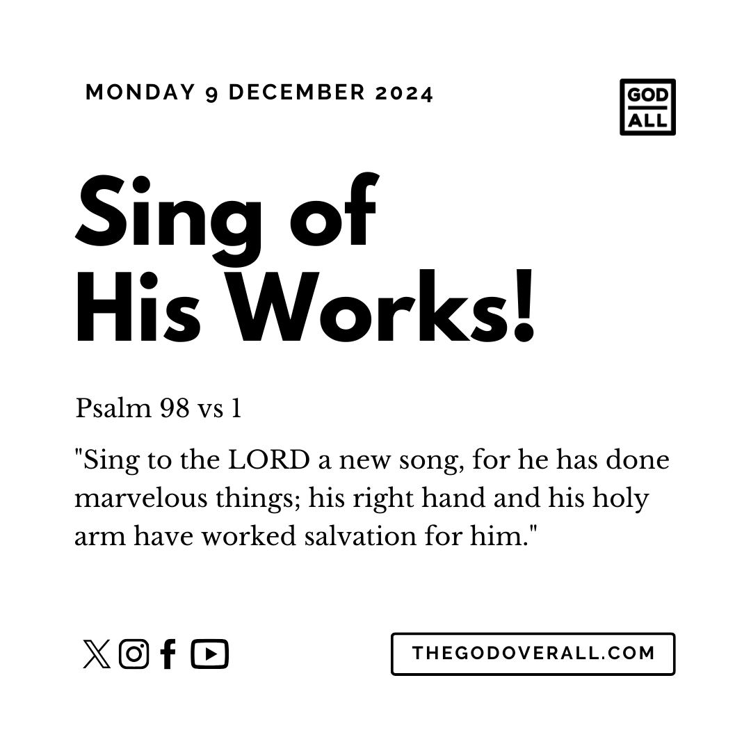 Daily Bible Verse Psalm 98 vs 1 – Monday 9th December 2024 Encouragement For Christians